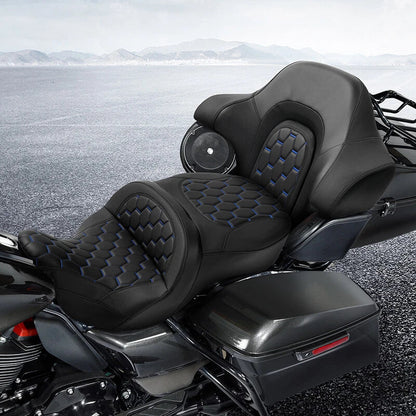 Driver Passenger Seat Backrest for Harley Street Tri Glide (2014–2023) Black Blue