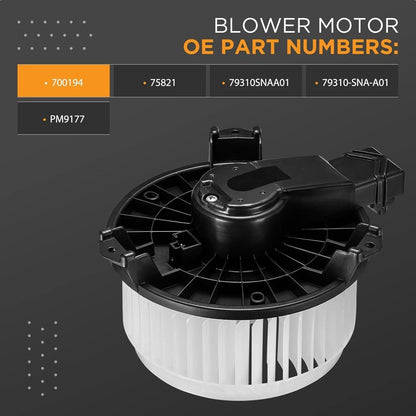 A/C Blower Motor Fan for Honda Civic/Acura CSX (2006–2011) & Jeep Wrangler (2007–2010) 700194
