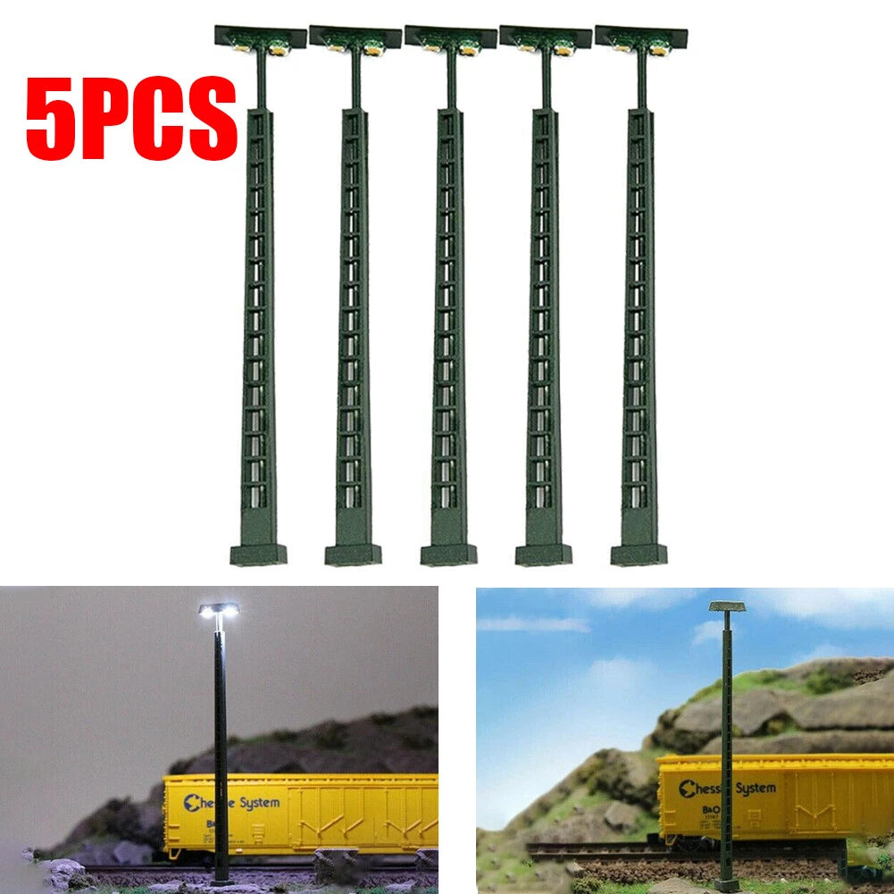5X LED Lamp Post Lights for HO Scale 1:87 Model Railway Train