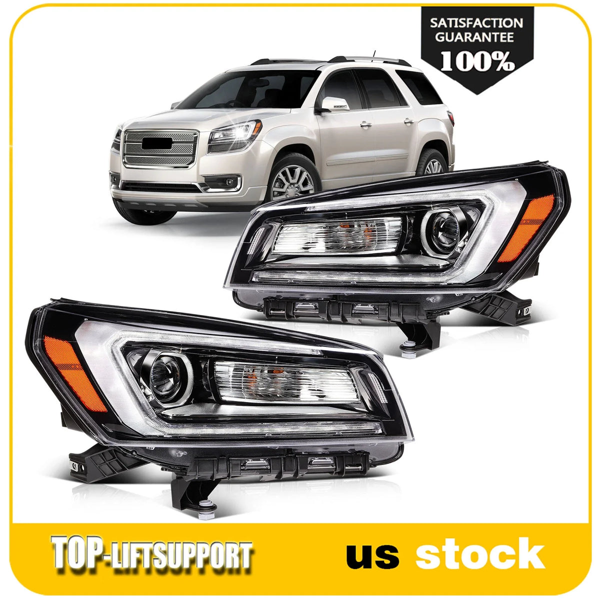 2X LED Headlight Assembly for GMC Acadia (2013–2016)
