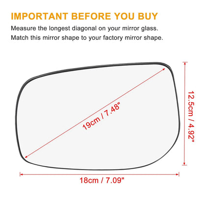 Left Side Rear View Mirror Glass with Backing Plate 159g for Toyota Yaris (2006–2011)