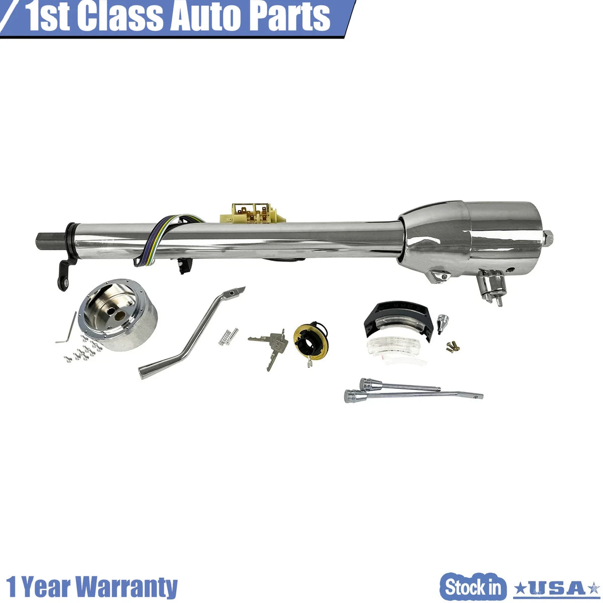 30" Steering Column Shift Tilt with Key & Wheel Adapter for Auto