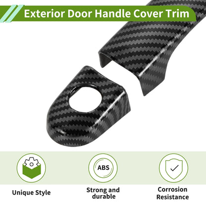 Exterior Door Handle Cover Trim for Volkswagen Transporter (Carbon Fiber, Black)