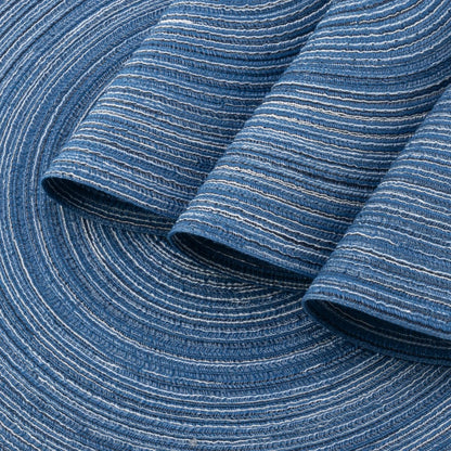 Set of 4 Round Braided Placemats for Seascape Blue (Washable)