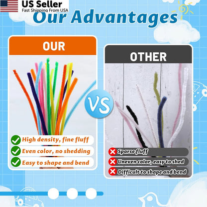 200 Pcs Pipe Cleaners for Creative Projects (20 Colors)