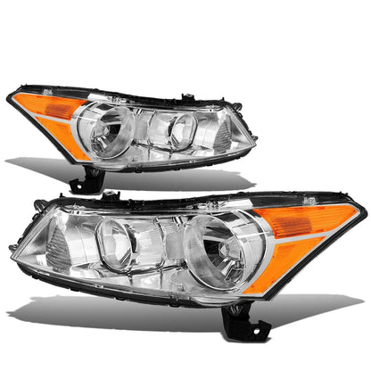 Pair Chrome Housing Amber Corner Headlights for Honda Accord (2008–2012)