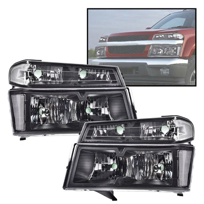 Clear Lens Black Housing Headlights for Chevy Colorado GMC Canyon (2004–2012)