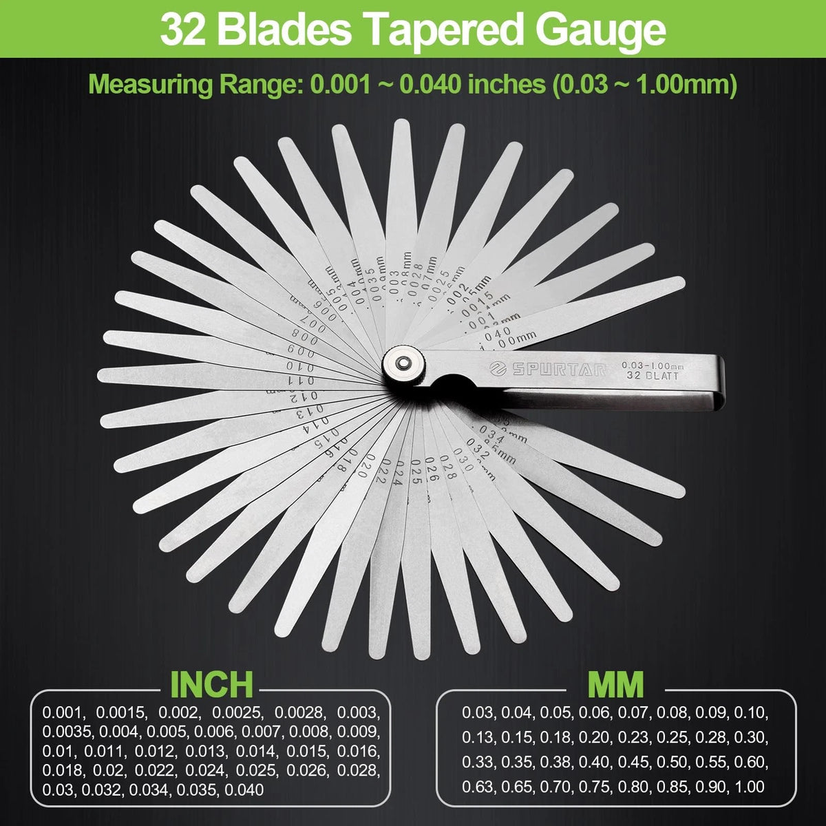 Feeler Gauge Set of 32 Blades for Precision Measurement