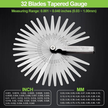 Feeler Gauge Set of 32 Blades for Precision Measurement
