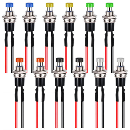 12 PCS 7mm Momentary Push Button Switch 12V Prewired