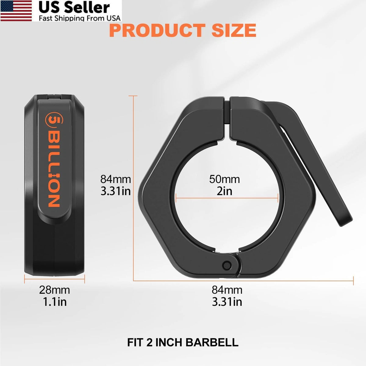 Pair of 2-Inch Olympic Barbell Clamps for Black