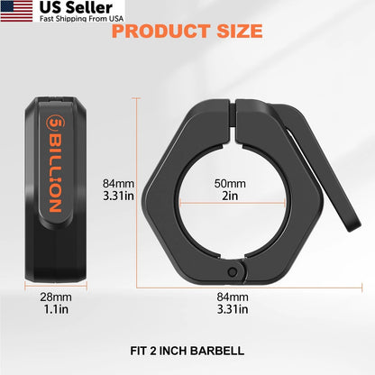 Pair of 2-Inch Olympic Barbell Clamps for Black
