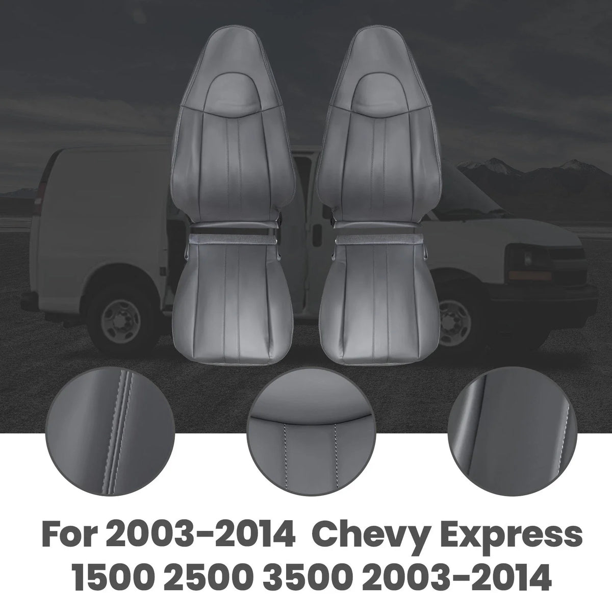 Set of 2 Front Seat Covers for Chevy Express 1500 2500 3500 (2003–2023)