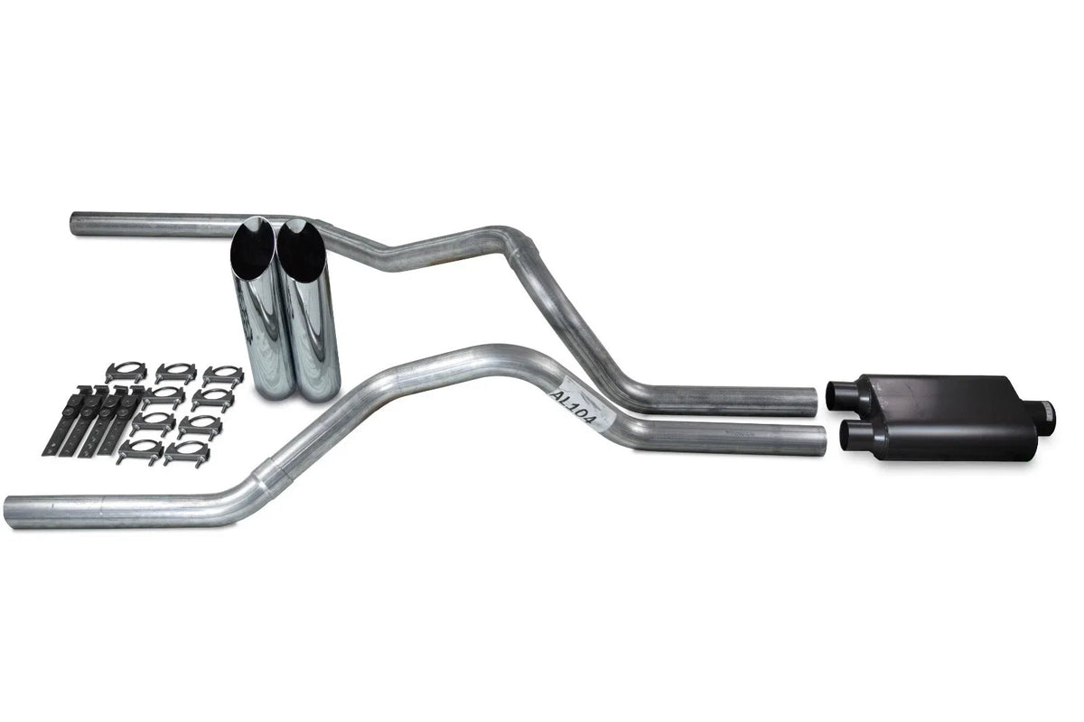 2.5" Dual Exhaust Kit for Ford F-150 (1998–2003) 2 Chamber Muffler Slash Tips