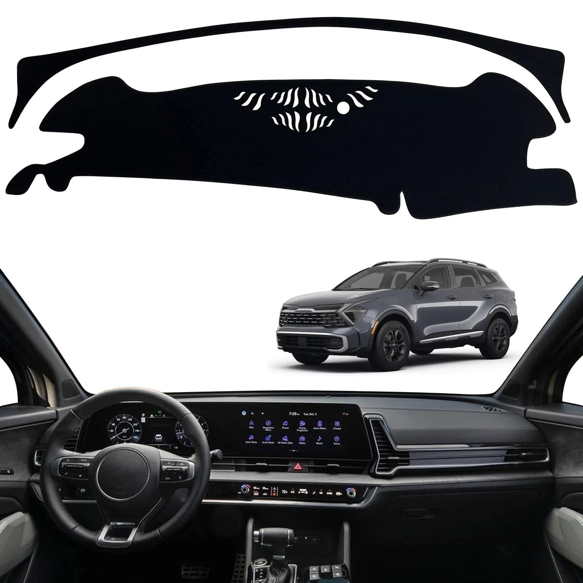 Dashboard Cover Mat Pad for Custom Fit (2010–2023) - Non-Slip Black Trim
