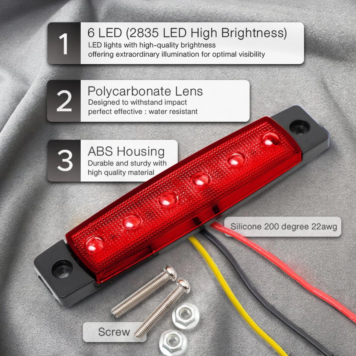 50 Pcs 3.8 Inch Red LED Side Marker Lights for Truck Trailer RV ATV