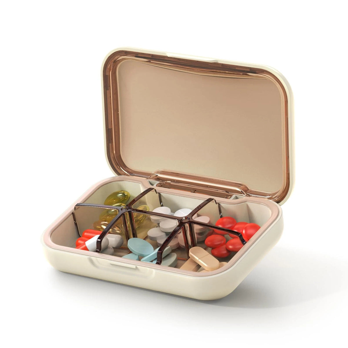 Portable Pill Box Organizer with 6 Compartments for Daily Medicine