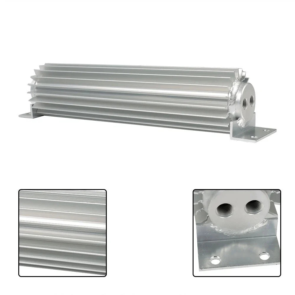 Dual Pass Aluminum Finned Transmission Oil Cooler for Universal Fitment (12")