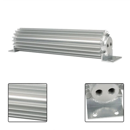 Dual Pass Aluminum Finned Transmission Oil Cooler for Universal Fitment (12")