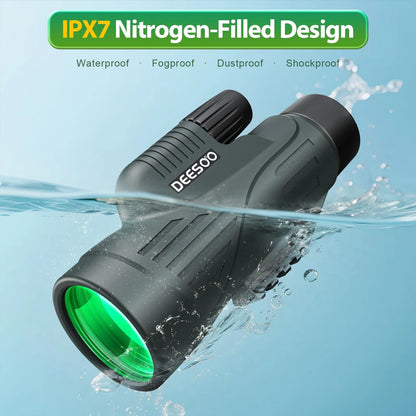 12x56 Monocular Telescope for Adults - IPX7 Waterproof Green