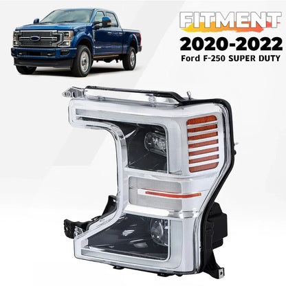 Chrome Full LED Headlight Driver Left for Ford F250 F350 Super Duty (2020–2022)