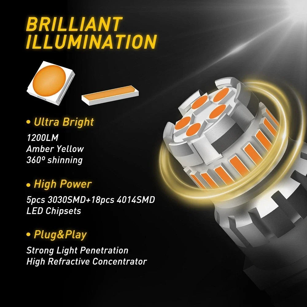 2X AUXITO 3157 3156 Amber LED Turn Signal Parking Light Bulbs for