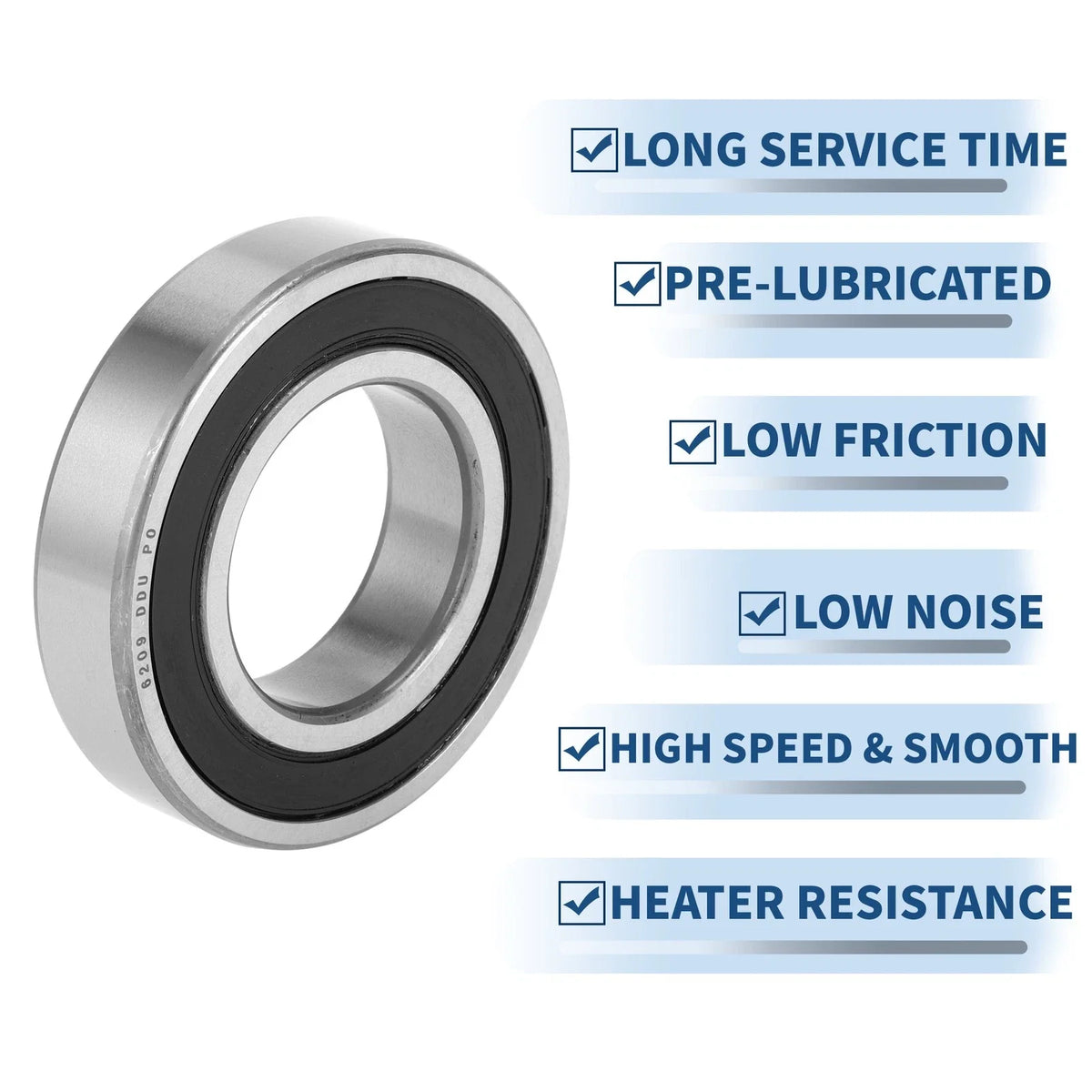 Deep Groove Ball Bearing 6209DDU for Scooter Skateboard (P0 45x85x19mm)