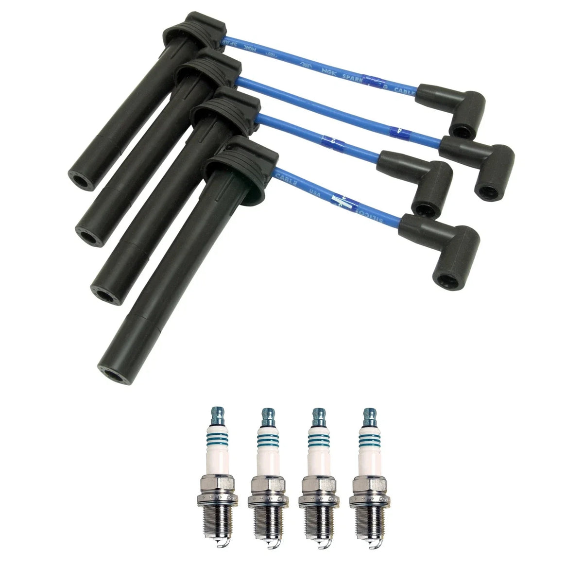 NGK 7mm Wire Set & Denso Iridium Spark Plug Kit for Dodge Stratus (2001–2006)