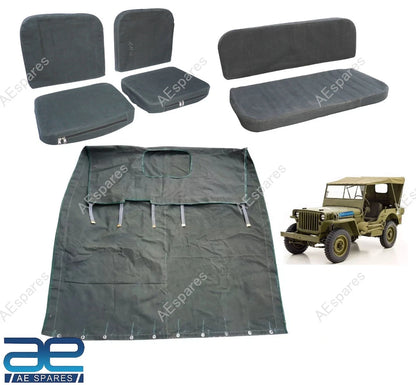Set of 2 Rear & Front Seat Covers for Willys Jeep MB GPW (1941–1945)