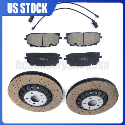 Set of 2 Front Vented Brake Disc Rotors & Pads for A6 A8 Q Q7 Q8 (2015–2023) 4M0615301AS, 100.3374.75, BD3649