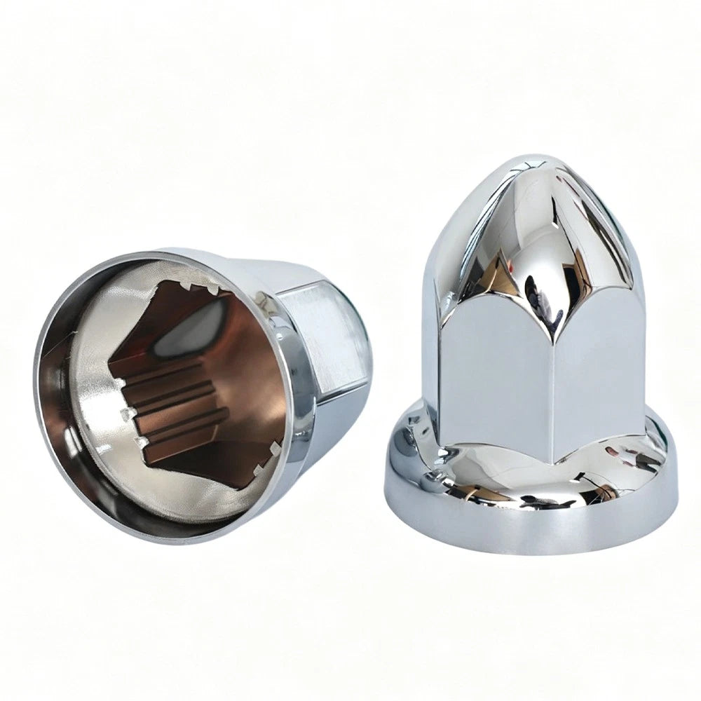 Set of 20 Push on Bullet Lug Nut Covers for Semi Truck - 33mm Chrome