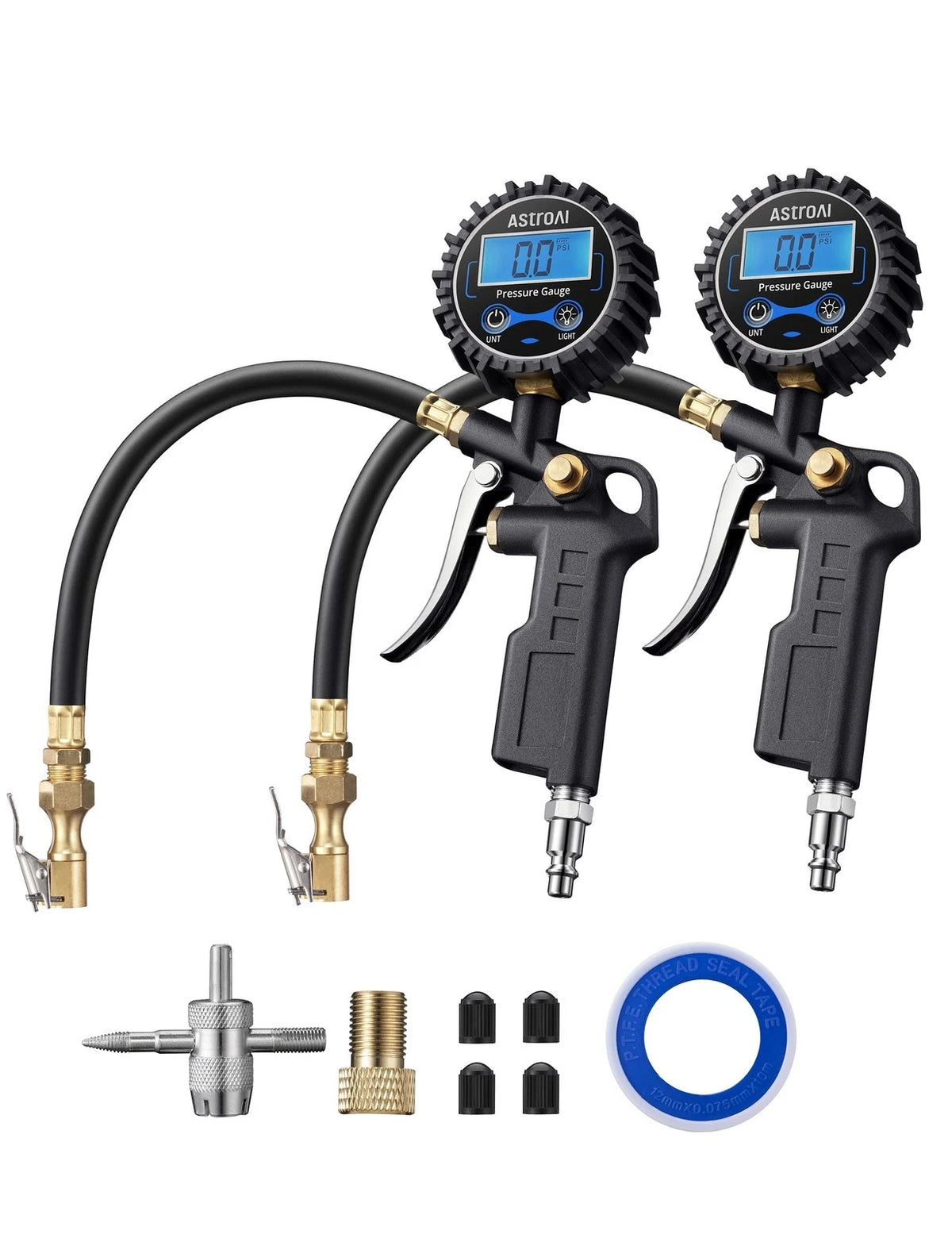 2X Digital Tire Pressure Gauge with Inflator for Universal Vehicles