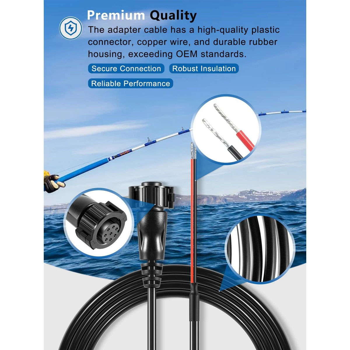Power Cable Replacement for Humminbird Fishfinder PC12 (720085-1) 6 Ft
