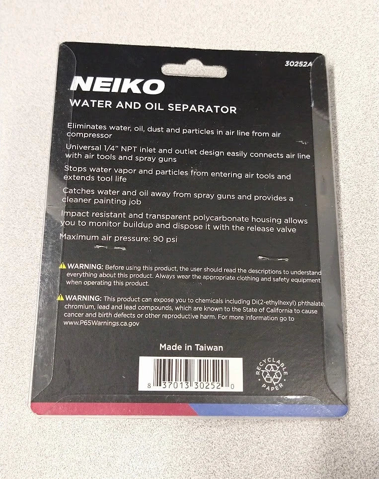 Water & Oil Separator for Neiko 30252A (1/4'', 90 psi)