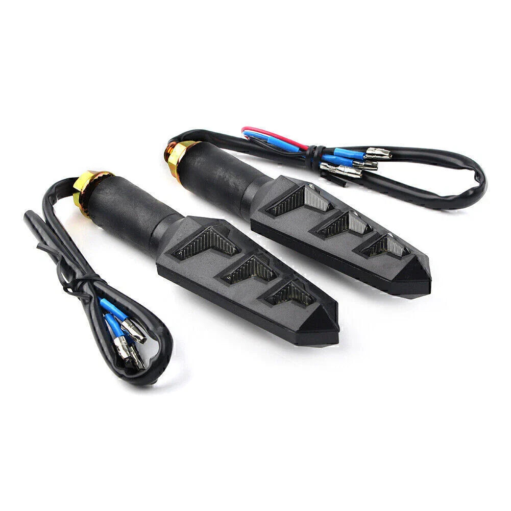 10mm Motorcycle Black LED Amber Turn Signal Lights for Universal Models