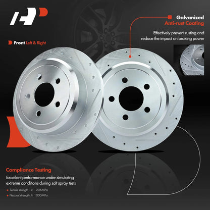 Set of 8 Rear Drilled Brake Rotors & Pads for Jeep Liberty Dodge Nitro (S-53044, P-1274)