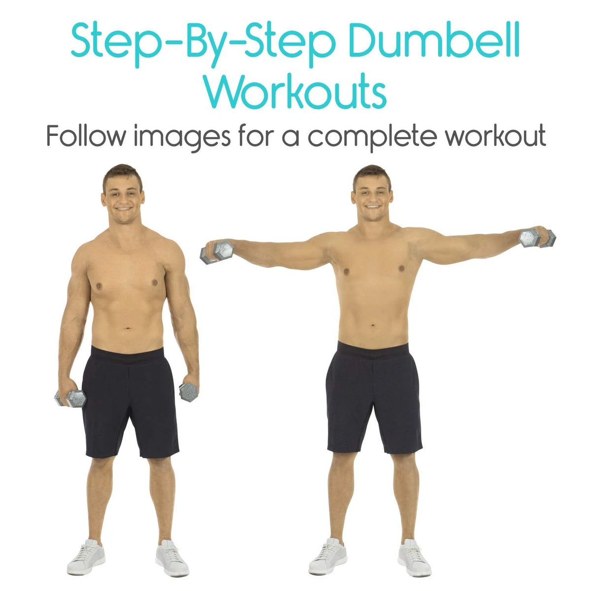 Dumbbell Workout Poster for Home Gym (30"L x 17"W) - Multicolor