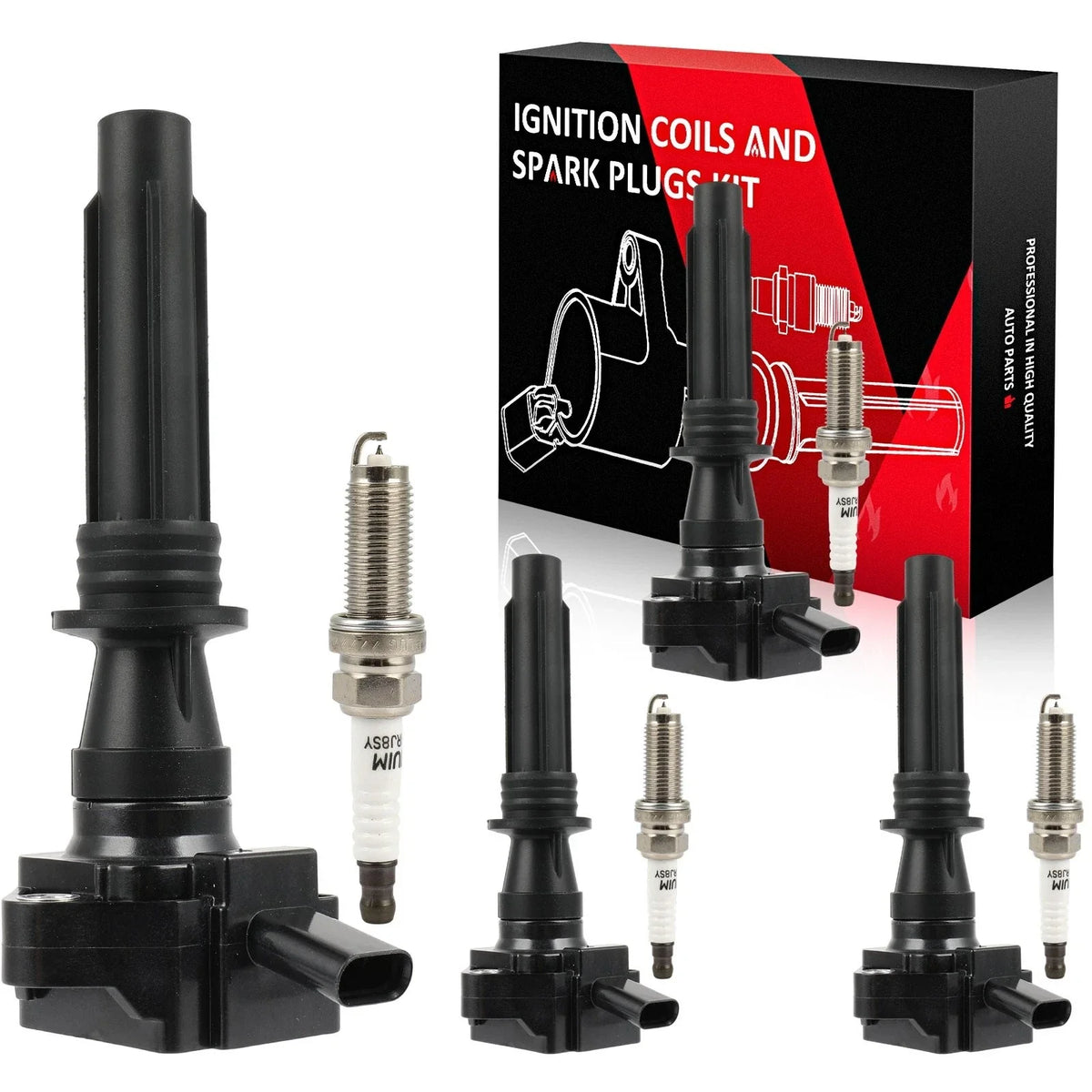 Set of 4 Ignition Coils & Spark Plugs for Land Rover Range Rover 2021