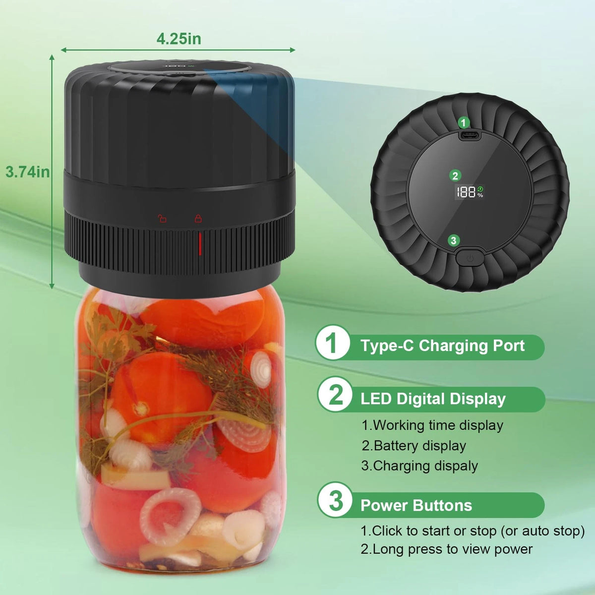 Mason Jar Vacuum Sealer for VP06+ (Cordless Handheld)