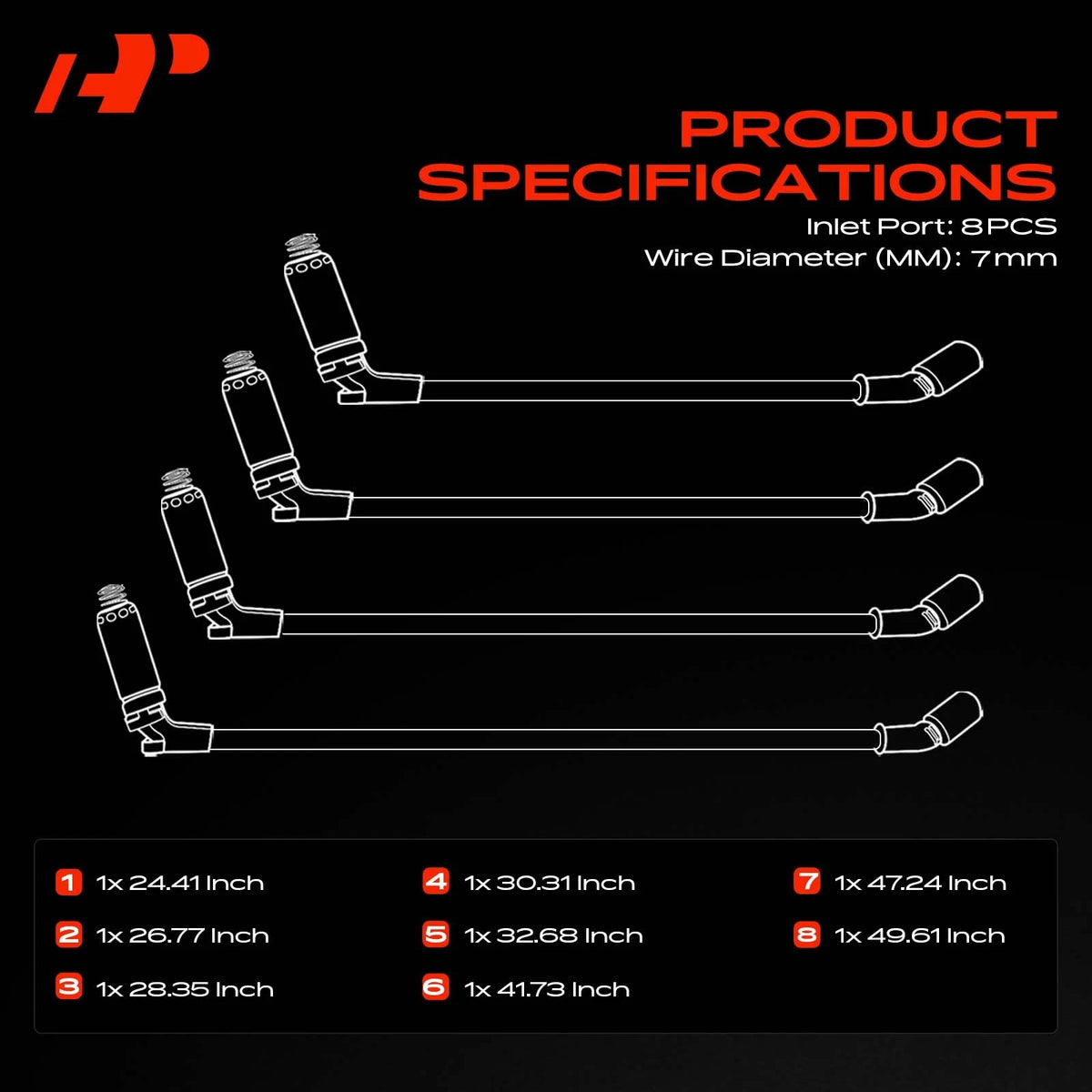 8X Spark Plug Wire Set for Ford Explorer Mercury Mountaineer (1998–2000) F8PZ12259-AA, 671-8109