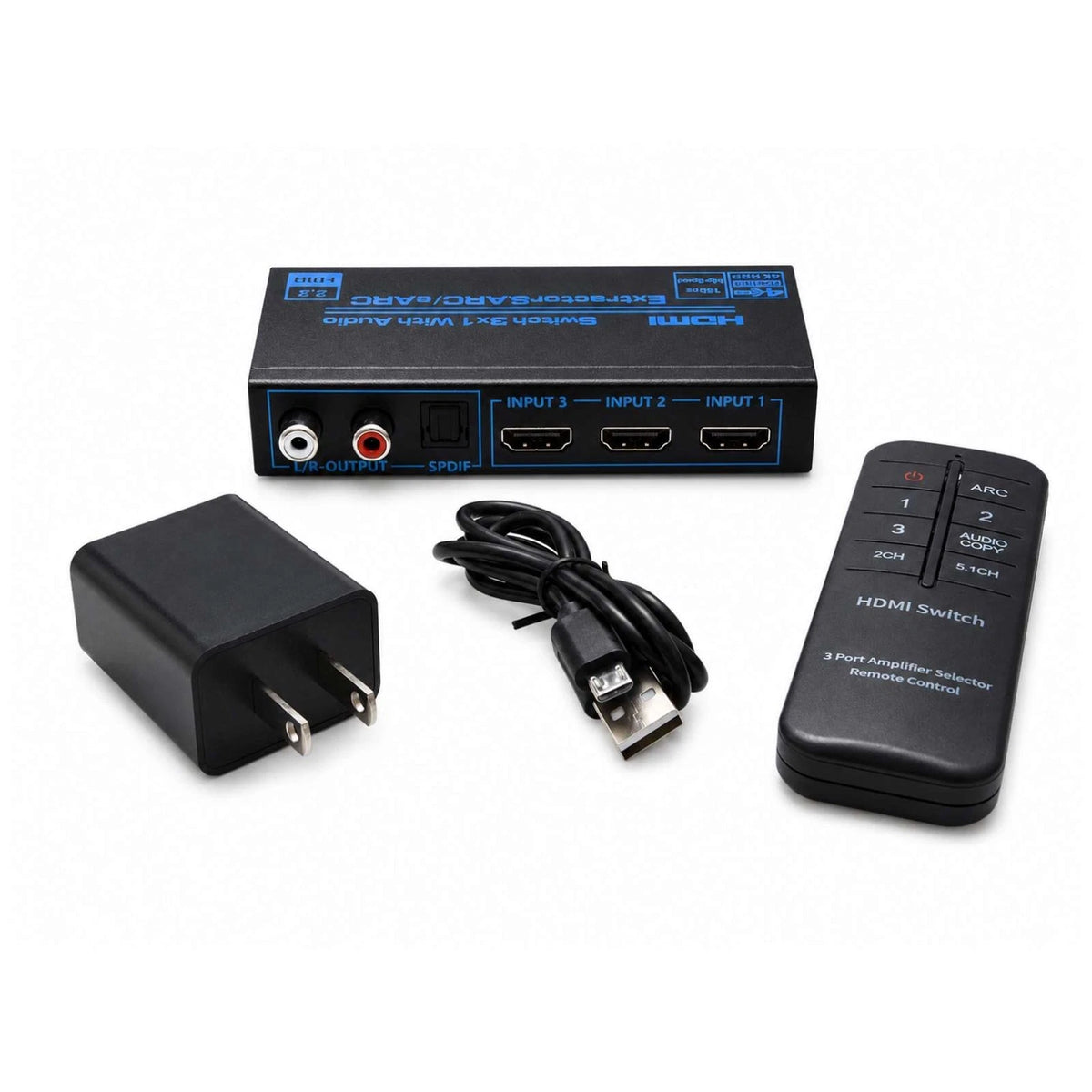 HDMI 3X1 Switch Splitter Audio Extractor for PS4 TV PC (4K 1080P)