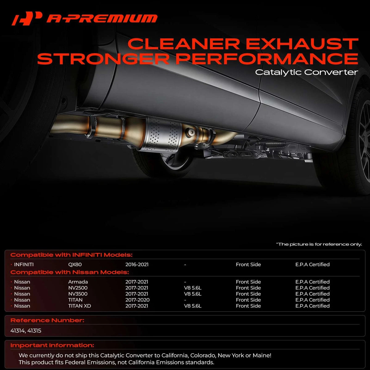 2X Front Catalytic Converter for Nissan Armada NV2500 NV3500 (2017–2021) 41314, 41315, 674-089, 674-090