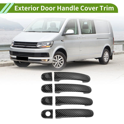 Exterior Door Handle Cover Trim for Volkswagen Transporter (Carbon Fiber, Black)