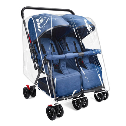 Double Stroller Rain Cover for Side by Side Stroller (Rain/Wind/Snow/Dust)