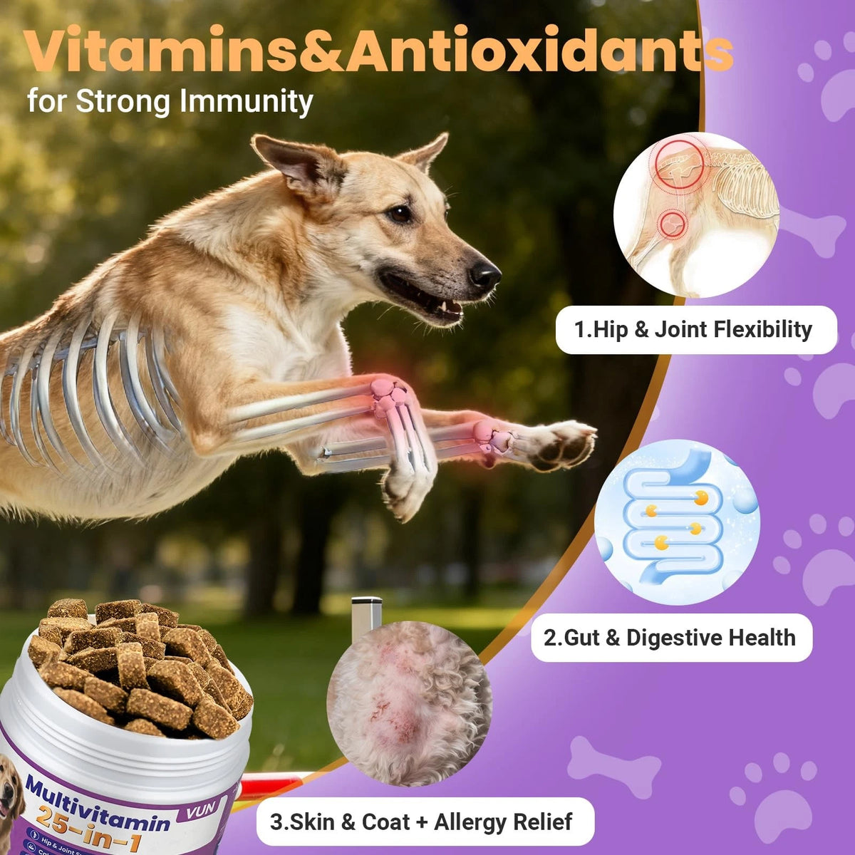Dog Multivitamin 25 in 1 Chewable Supplements for Dogs