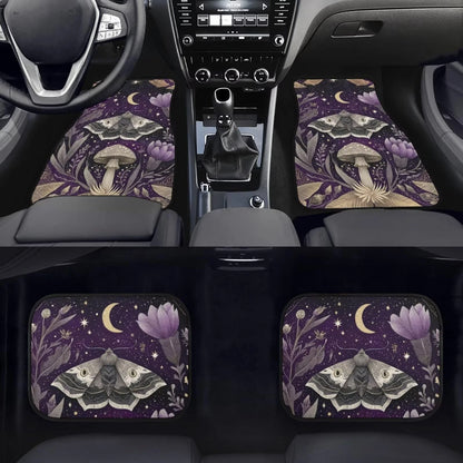 Set of 4 Purple Moth Moon Car Floor Mats for Most Vehicles