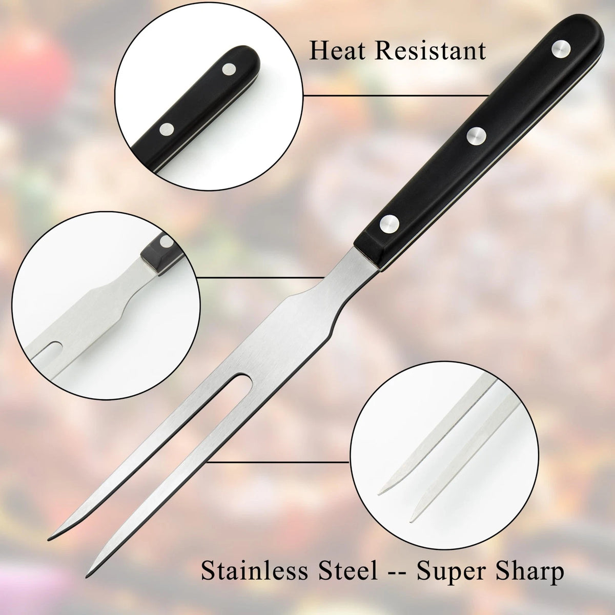Set of 2 Stainless Steel Meat Forks for Carving (10.5 & 13.5 inch)