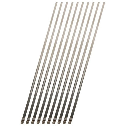 Set of 10 Stainless Steel Positive Locking Ties 1/4in x 20in - 10210