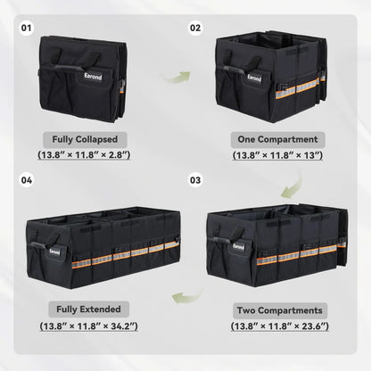 Car Trunk Organizer with Lid for SUV (Collapsible Storage & Securing Straps)