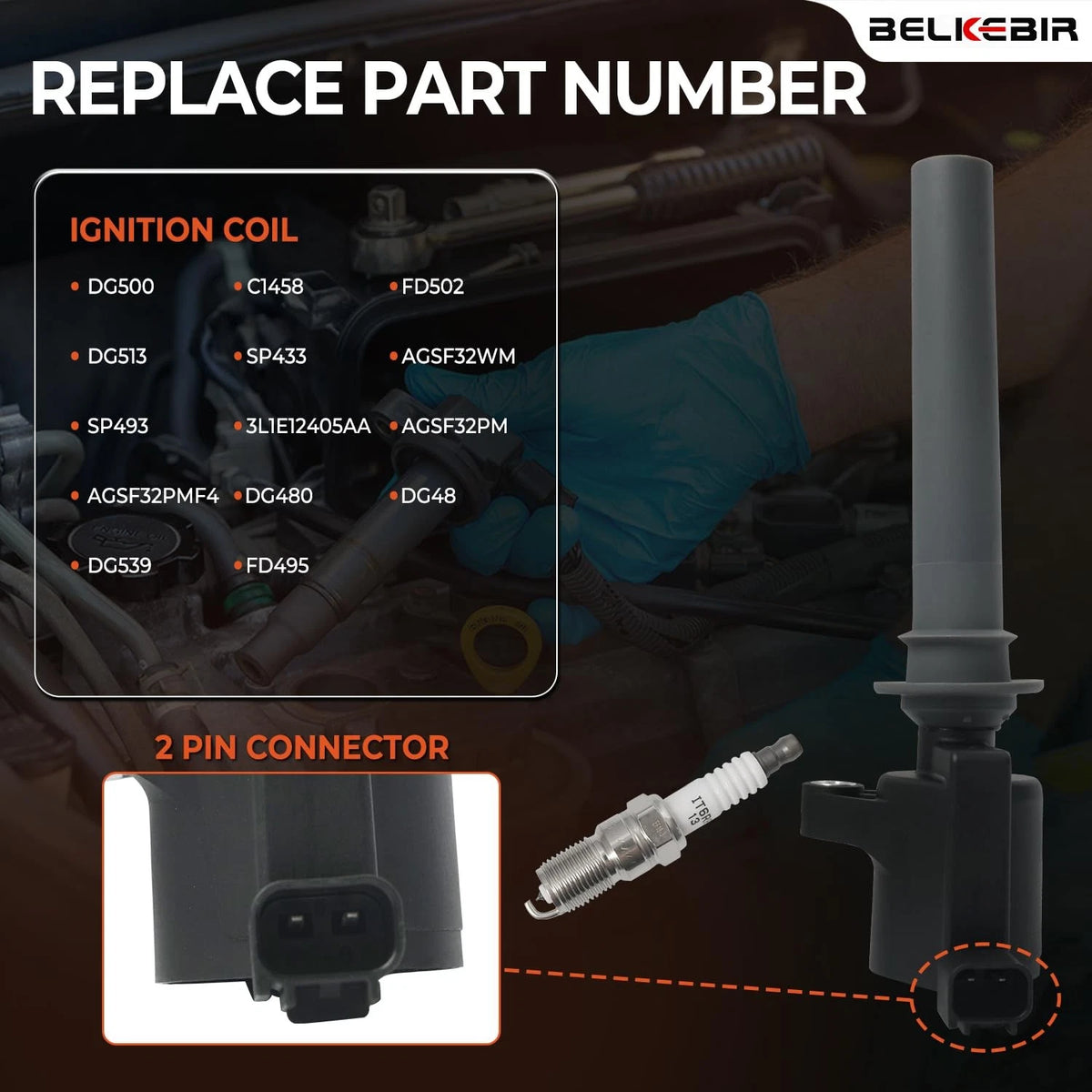 Ignition Coil Pack & Iridium Spark Plugs Set for Ford Mazda Mercury (3.0L V6)